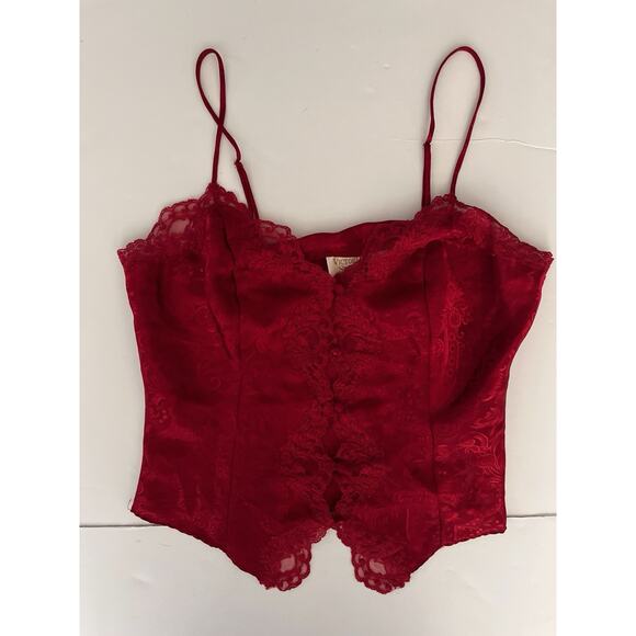 Victoria's Secret Other - Victorias Secret Camisole Medium Gold Label Red Lace Vintage Coquette Romantic
